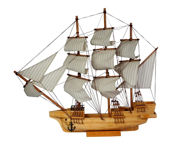 Модель корабль с парусами. (изолированный) — стоковое фото
