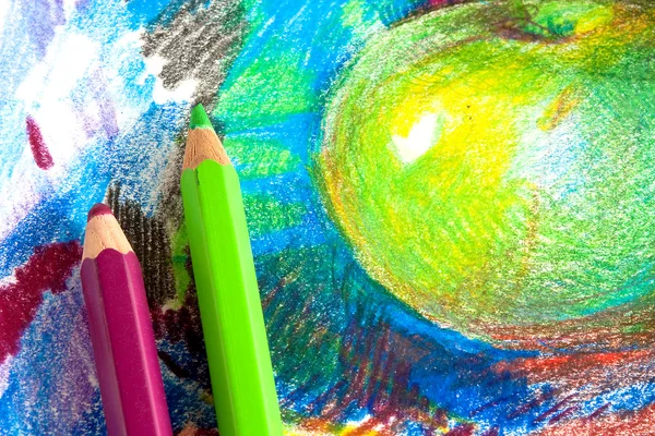 Ребенок, рисования, Карандаши цветные — стоковое фото