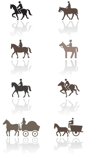 Лошадь или пони символ векторные иллюстрации набор — стоковый вектор