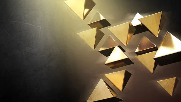 Золотой 3D пирамиды — стоковое фото