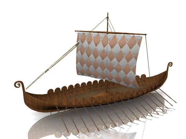 Корабль викингов на белом фоне — стоковое фото