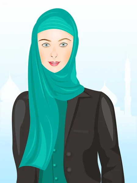 Портрет мусульманской красивой девочки в хиджабе — стоковый вектор