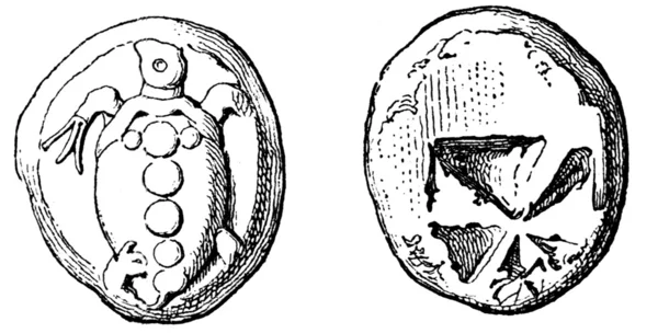 Черепаха, глубина квадратный, didrahmon Эгина, 4 века до н.э. — стоковое фото