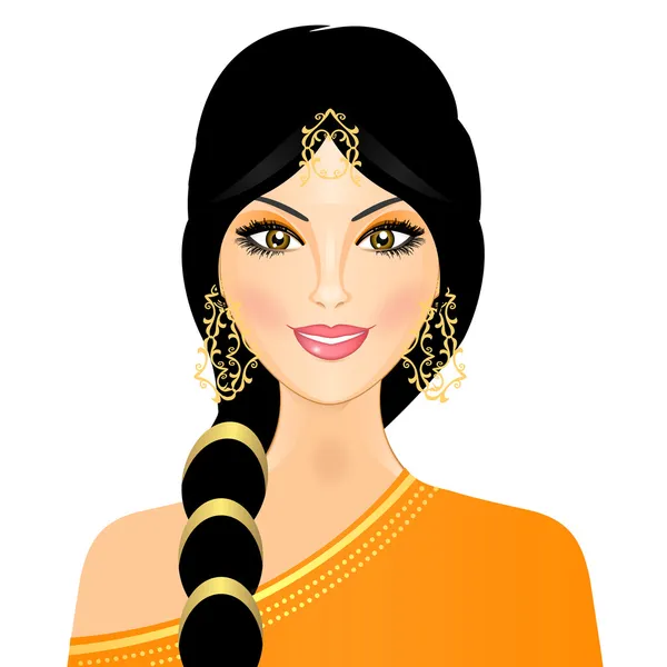 Векторная иллюстрация Восточной девушки в оранжевый — стоковый вектор