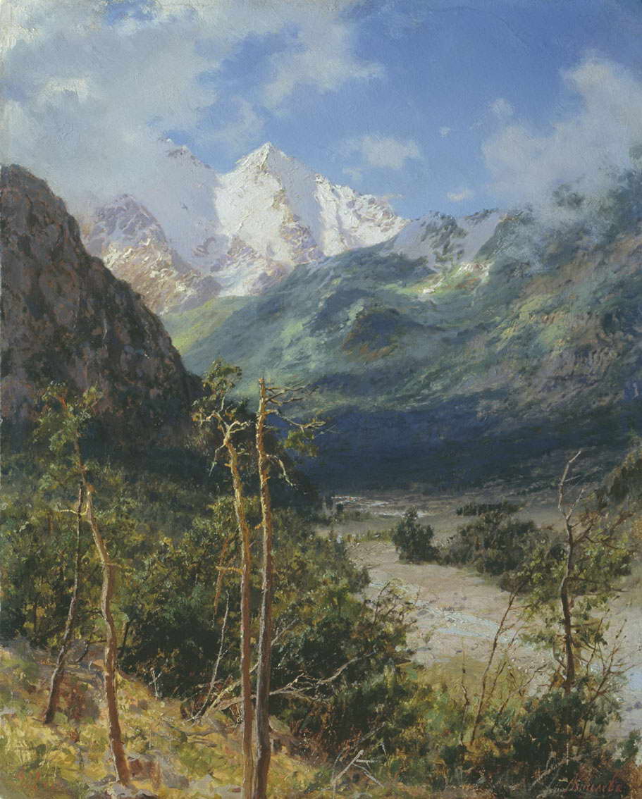 Горный пейзаж. Вершины Эльбруса — Киселев Александр Александрович 