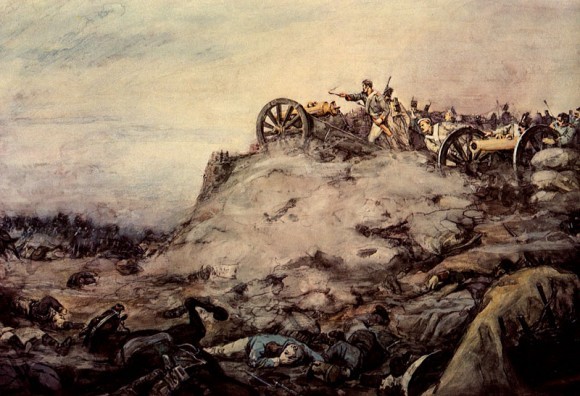 Горелов Р. На артиллерийской позиции (Русская батарея на флешах Багратиона)