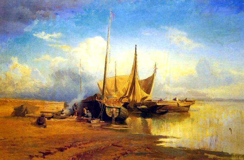  "Вид на Волге. Барки" (1870)