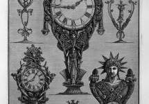 Three clocks and three candelabra