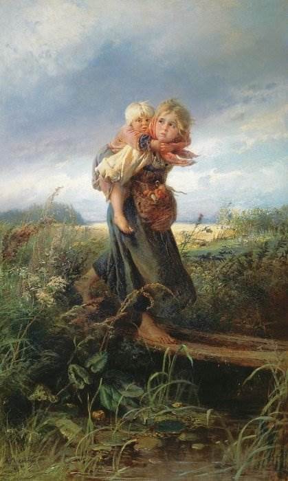Дети, бегущие от грозы картина Константина Маковского