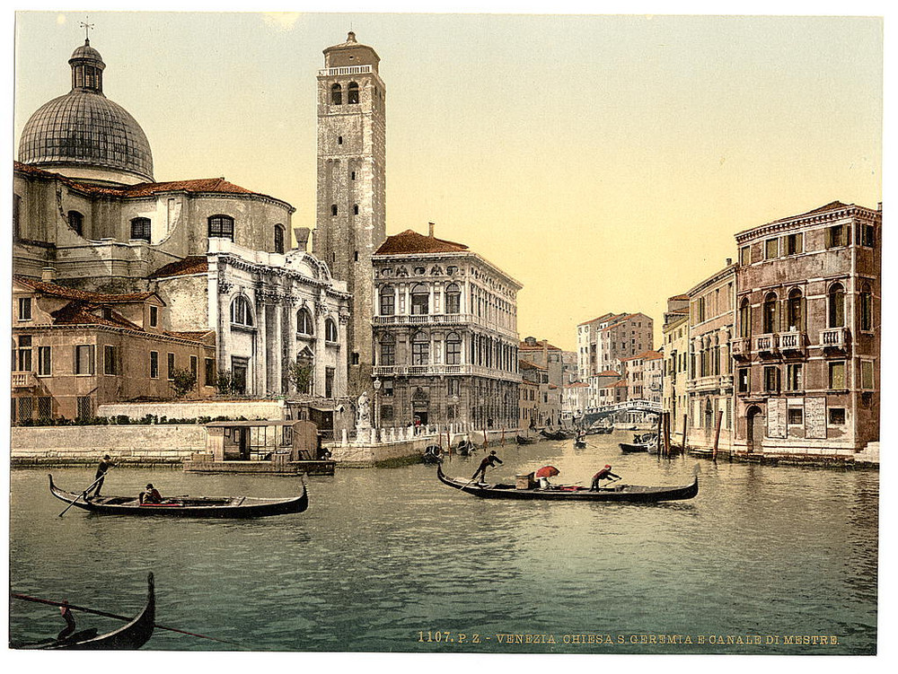 Цветные фотохромные ретро фотографии Венеция Италия 59