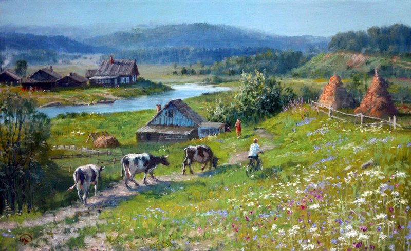 Картины Владимира Жданова деревня, искусство, картины, красота, современные художники, талант