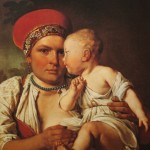 6. Венецианов Алексей "Кормилица с ребёнком" 1820-е Холст, масло 66,7х53 Государственная Третьяковская галерея