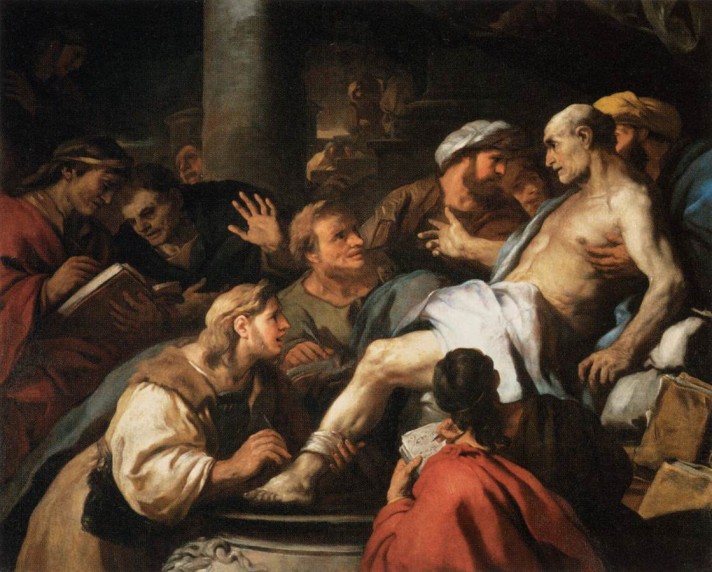 Лука Джордано (1634–1705). Смерть Сенеки. 1684-1685. Масло, холст.  155х188 см. Лувр, Париж.