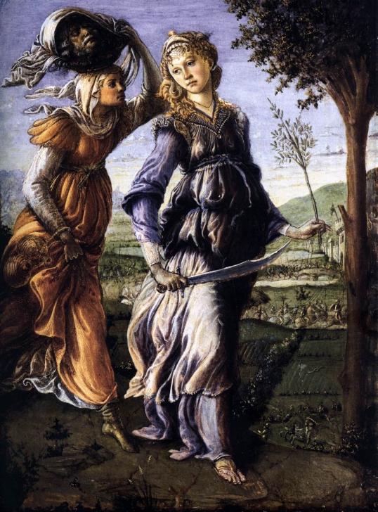 Сандро Боттичелли. Возвращение Юдифи в Ветулию. 1470–1472. Темпера. 31х24 см. Галерея Уффицци, Флоренция.