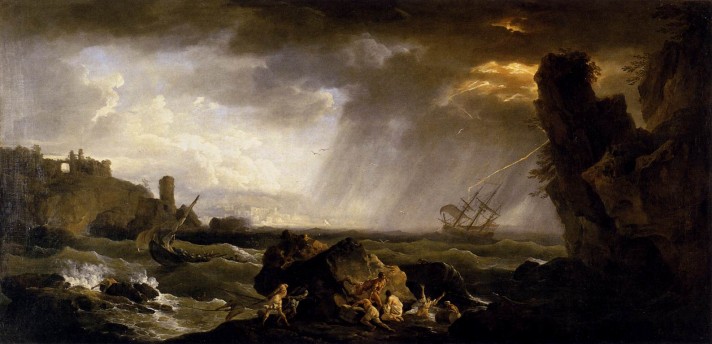 Клод Жозеф Верне (1714–1789). Морской пейзаж: Буря. Между 1735 и 1740. Холст, масло. 78х156 см. Лувр, Париж.