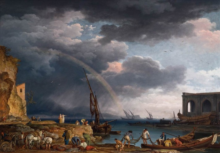 Клод Жозеф Верне (1714–1789). Прибрежный пейзаж с радугой. 1749. Холст, масло. 114х163 см. Частная коллекция. 