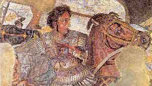 Древнеримская мозаика из Помпей, изображающая битву Александра Македонского и Дария III при Иссе.