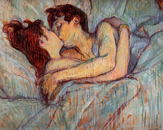 Картина «В постели: Поцелуй»