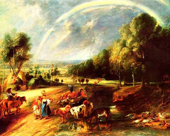 Картина «Пейзаж с радугой»