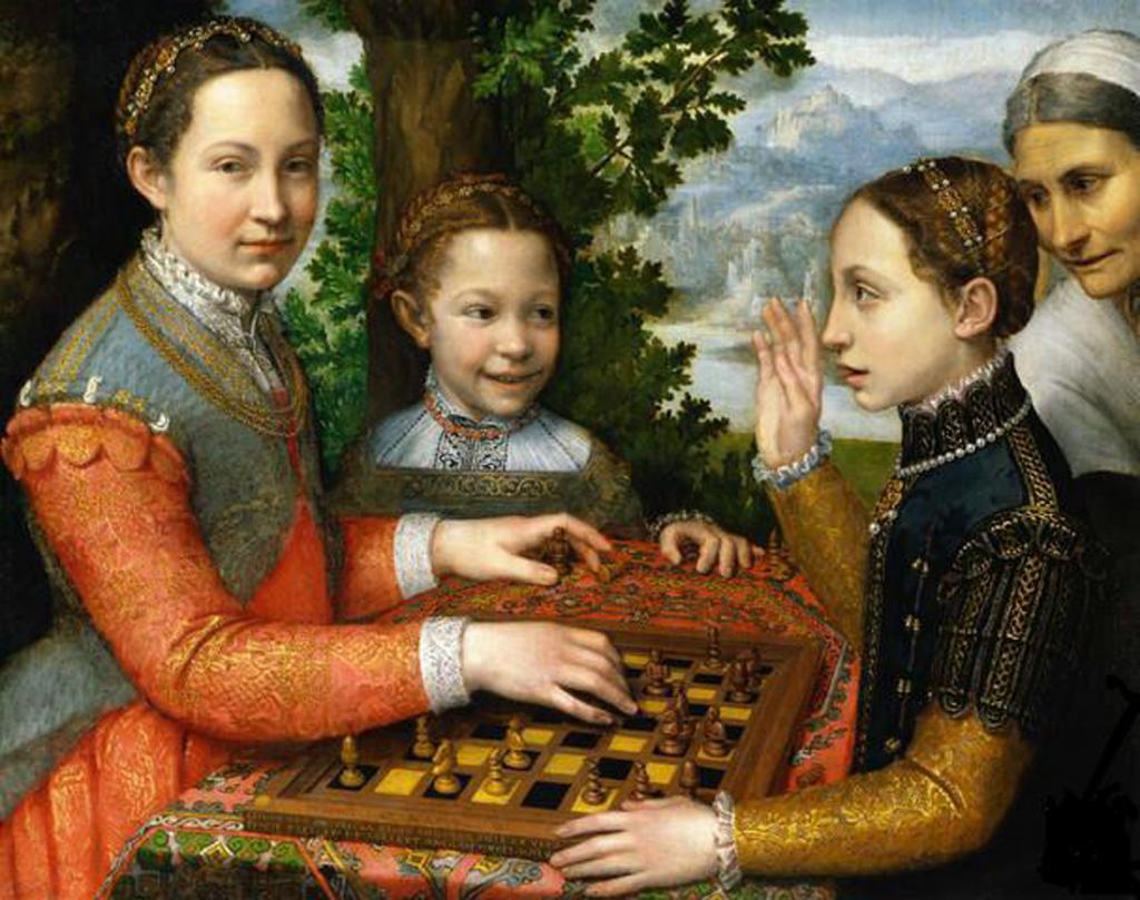 Портрет сестер художницы, играющих в шахматы