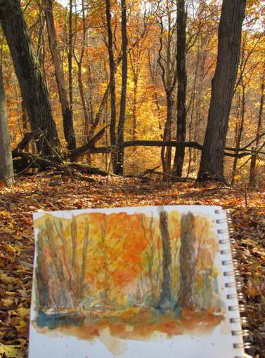 Как красиво красками нарисовать золотую осень