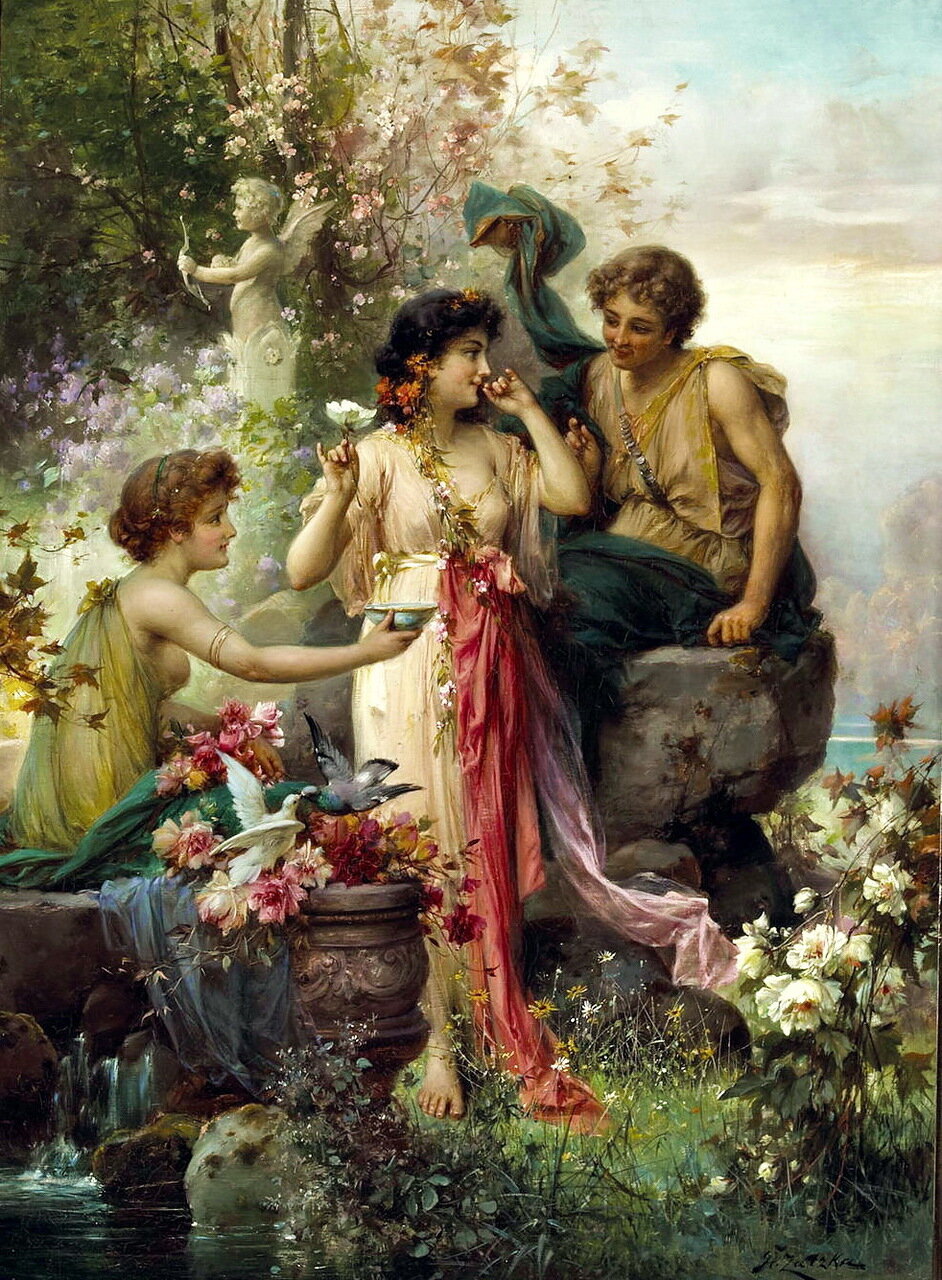 Hans Zatzka (Austrian, 1859-1949) - The love offering 