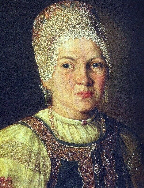 Неизвестный художник «Портрет женщины в русском народном головном уборе» 1769