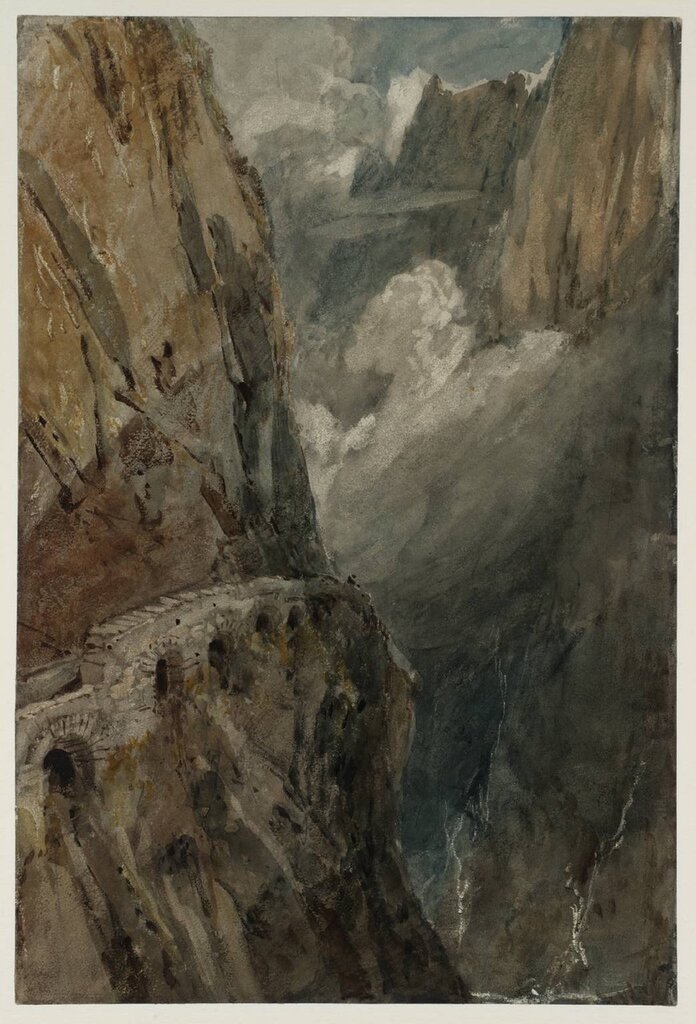 The SchГ¶llenen Gorge from the Devil's Bridge, Pass of St Gotthard 1802 by Joseph Mallord William Turner 1775-1851