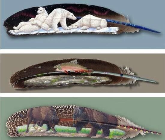 картины на перьях