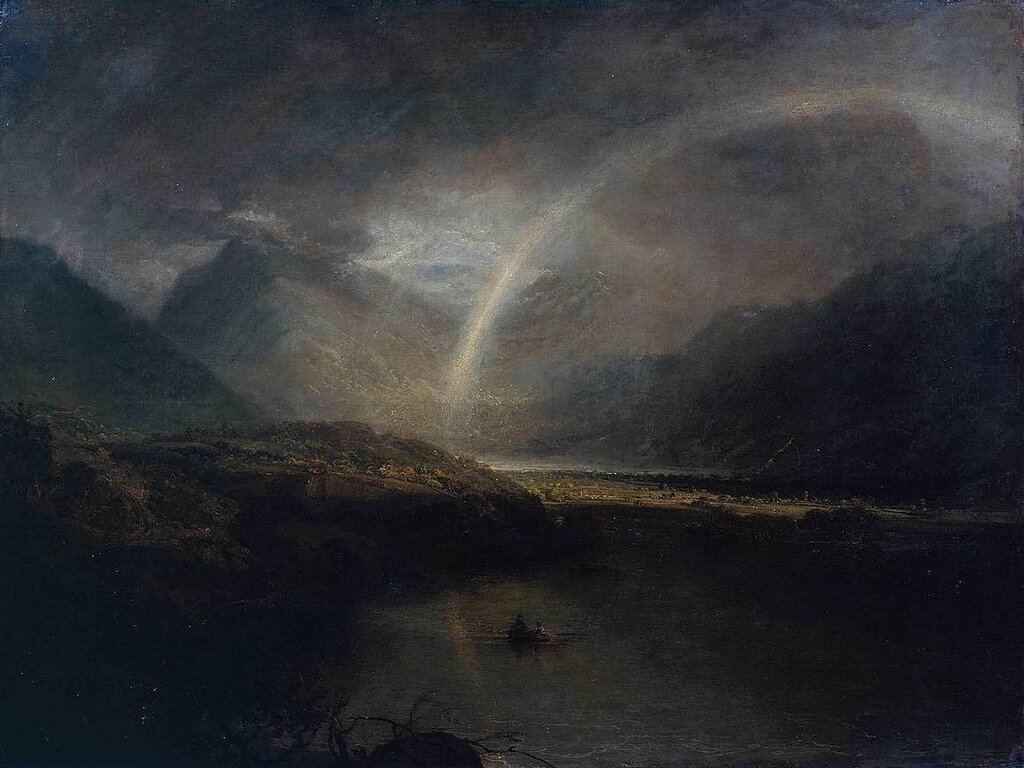 Buttermere Lake, with Part of Cromackwater, Cumberland, a Shower exhibited 1798 by Joseph Mallord William Turner 1775-1851