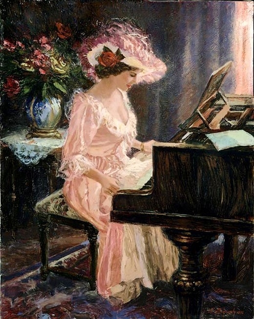 Ненад Миркович (р.1951). Пианистка в розовом (520x651, 274Kb)