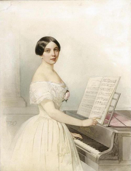 Владимир Иванович Гау. Портрет леди за пианино,1846 (500x650, 117Kb)