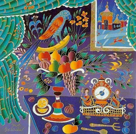 Still Life with Parrot and Clock (462x456, 76Kb)