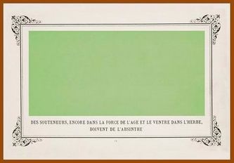 ...вариант «зелёного квадрата» Альфонса Алле 1897 года — из Альбома Перво-Апреле́сков (оформление Оллендорфа). На выставке 1884 года зелёный квадрат выглядел совсем иначе...