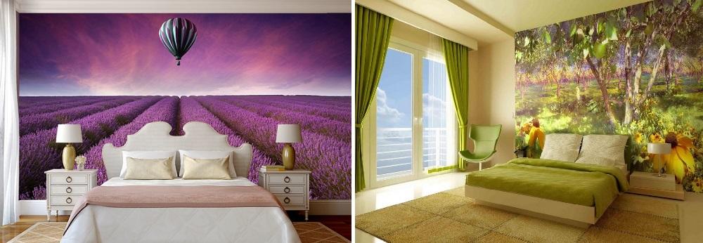 Интерьер спальни в стиле прованс дополнит картина с изображением бескрайних лавандовых полей или пейзажи с девственной природой