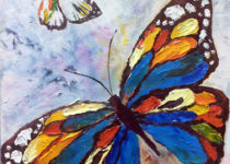 "Бабочка", объёмная техника живописи мастихином