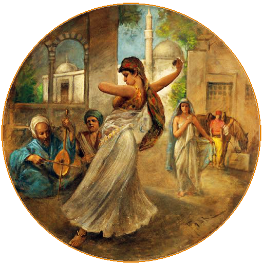 018 Восточная красотка, танцующая у дворца (An Oriental Beauty Dancing Outside A Palace) (512x516, 428Kb)