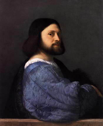 Тициан. Портрет мужчины в платье с синими рукавами