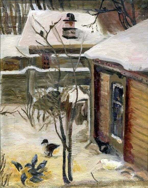 Описание картины Алексея Саврасова «Дворик. Зима»