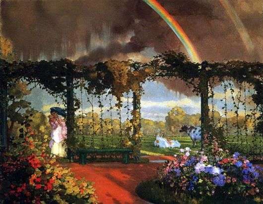 Описание картины Константина Сомова «Пейзаж с радугой»