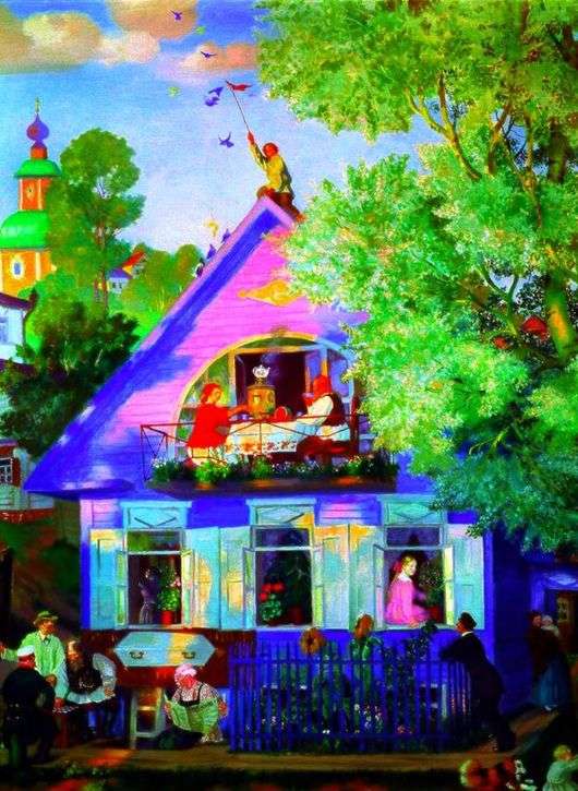 Описание картины Бориса Кустодиева «Голубой домик»