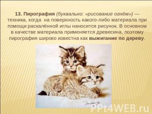 13. Пирография (буквально: «рисование огнём») — техника, когда на поверхность ка