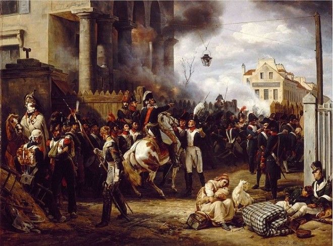 Оборона заставы Клиши в Париже в 1814 г. Картина О. Верне, который сам был участником обороны Парижа.
