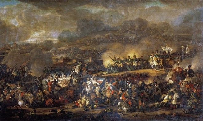 Сражение под Лейпцигом 16 октября 1813 года. (1815). Автор: Мошков Владимир Иванович (1792—1839). 