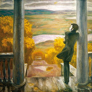 Сочинение по картине Попкова Осенние дожди Пушкин (описание)