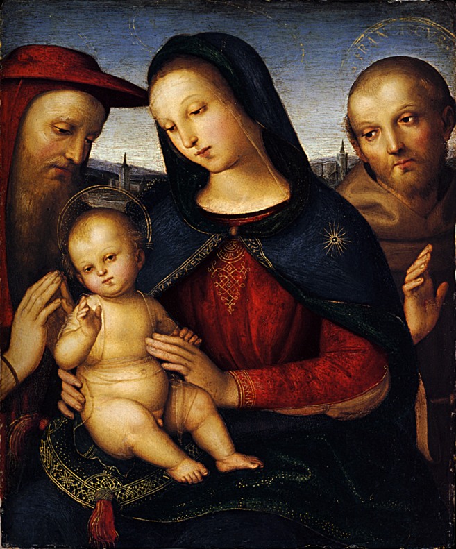 Рафаэль Санти - Мадонна с младенцем и святыми Иеронимом и Франциском