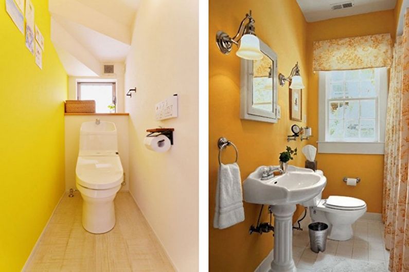 Желтый маленький туалет - Дизайн интерьера