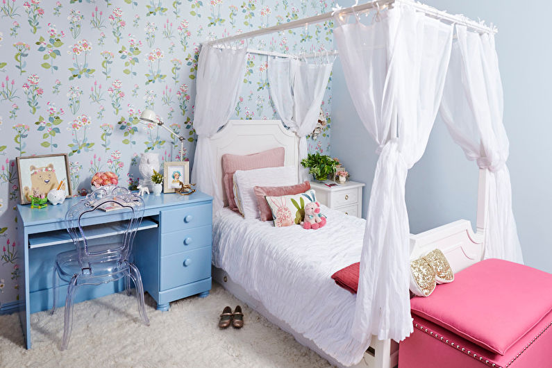 Дизайн интерьера детской комнаты в стиле шебби-шик - фото