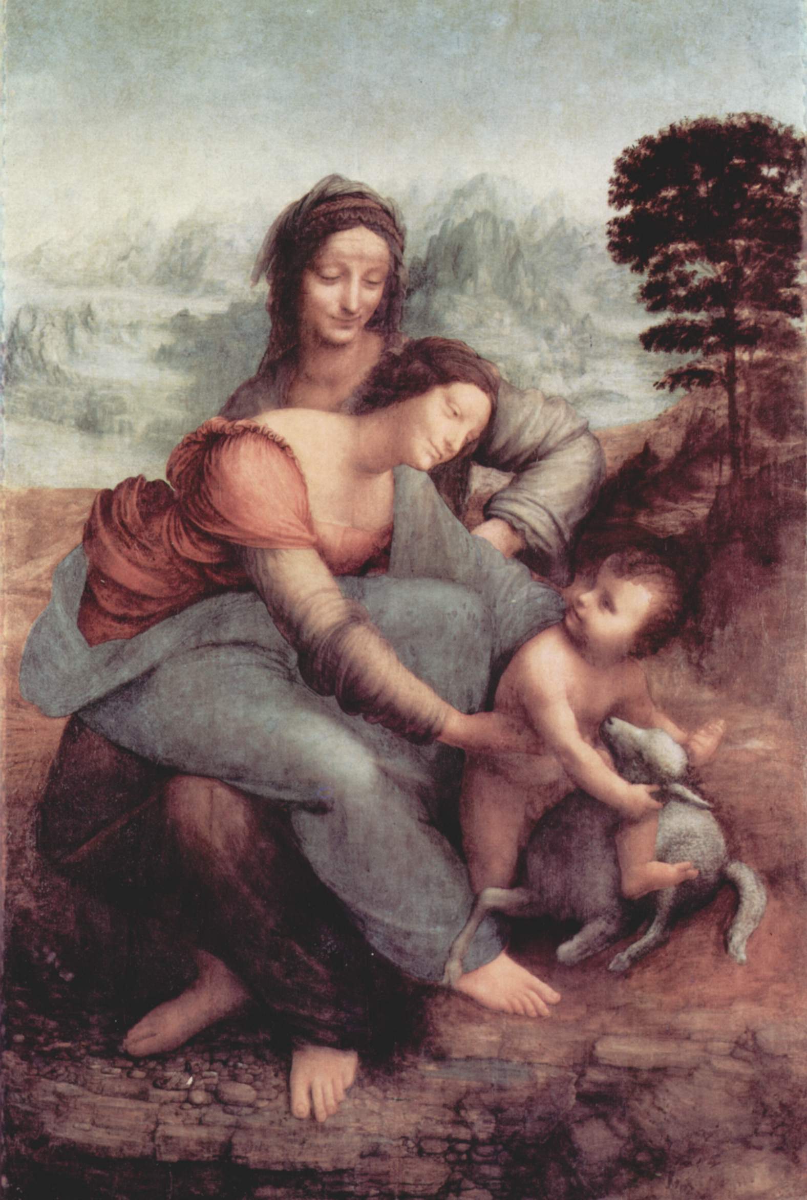 Леонардо да Винчи. Святая Анна с Мадонной и младенцем Христом