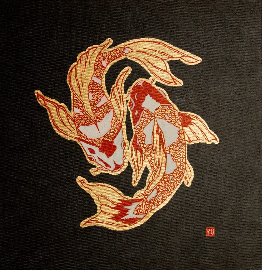 Yuliia Ustymenko - Koi. Gold. Oil painting